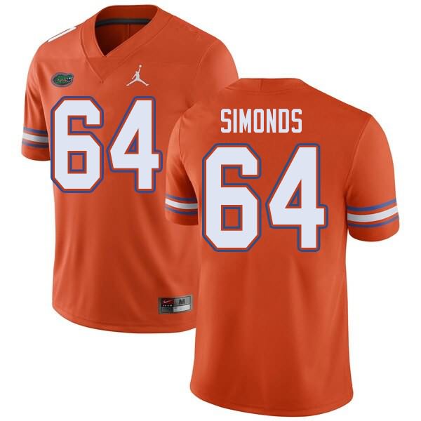 NCAA Florida Gators Riley Simonds Men's #64 Jordan Brand Orange Stitched Authentic College Football Jersey JHZ4264JW